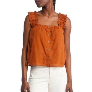 Treasure And Bond Ruffle Strap Cotton Tank Top Size S